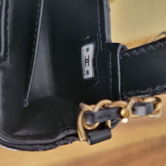 CHANEL Black CC Logo Mini Kelly Nano Shopper shiny aged Calfskin - Picture 4 of 5